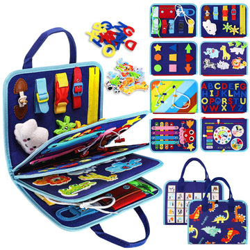 Esjay Toddler Busy Board Montessori Toys for 1 2 3 4 Year Old, Sensory Board with Buckles Educational Activities for Learning Fi