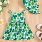 Baby Girl Dress Newborn St Patricks Day Dress Summer Green Shamrock Halter Dresses With Hat Cute Baby Outfit Set Infant Clothes