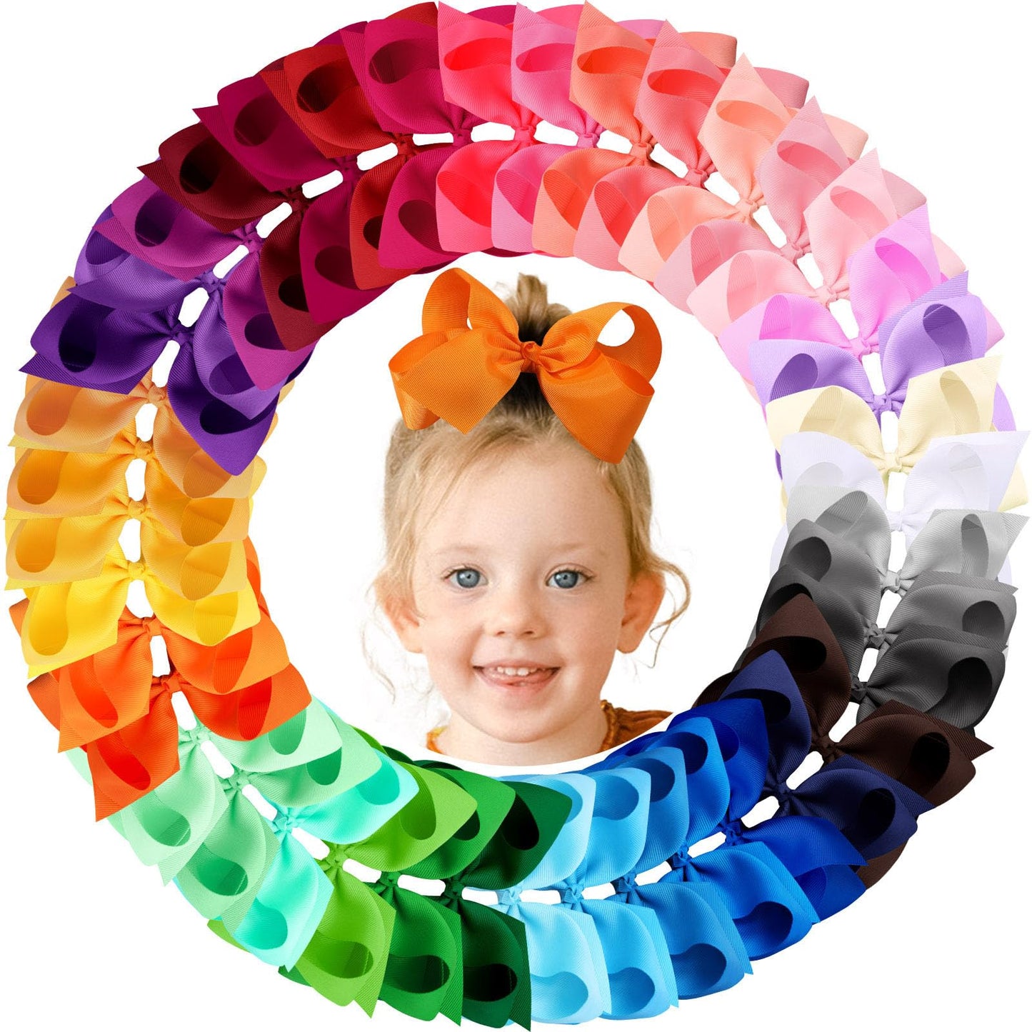 Oaoleer 40Pcs 6' Hair Bows Clips Grosgrain Ribbon Bows Hair Alligator Clips Hair Barrettes Hair Accessories For Baby Girls Infa