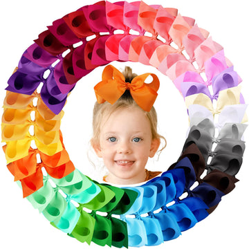 Oaoleer 40Pcs 6' Hair Bows Clips Grosgrain Ribbon Bows Hair Alligator Clips Hair Barrettes Hair Accessories For Baby Girls Infa