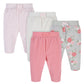Gerber Baby Girls' 4-Pack Microfleece Pants, Floral, 0-3 Months