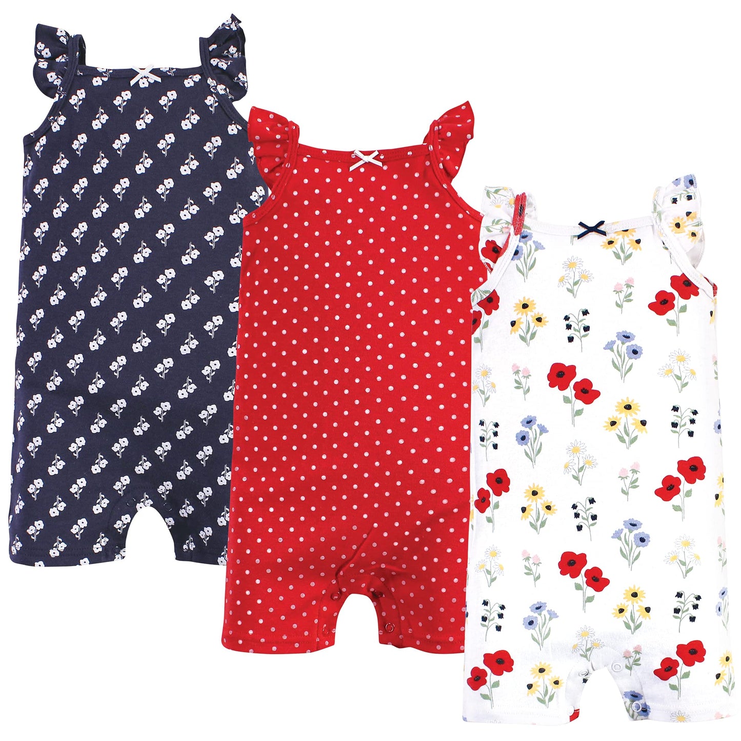 Hudson Baby Baby Cotton Rompers, Wildflower, 12-18 Months