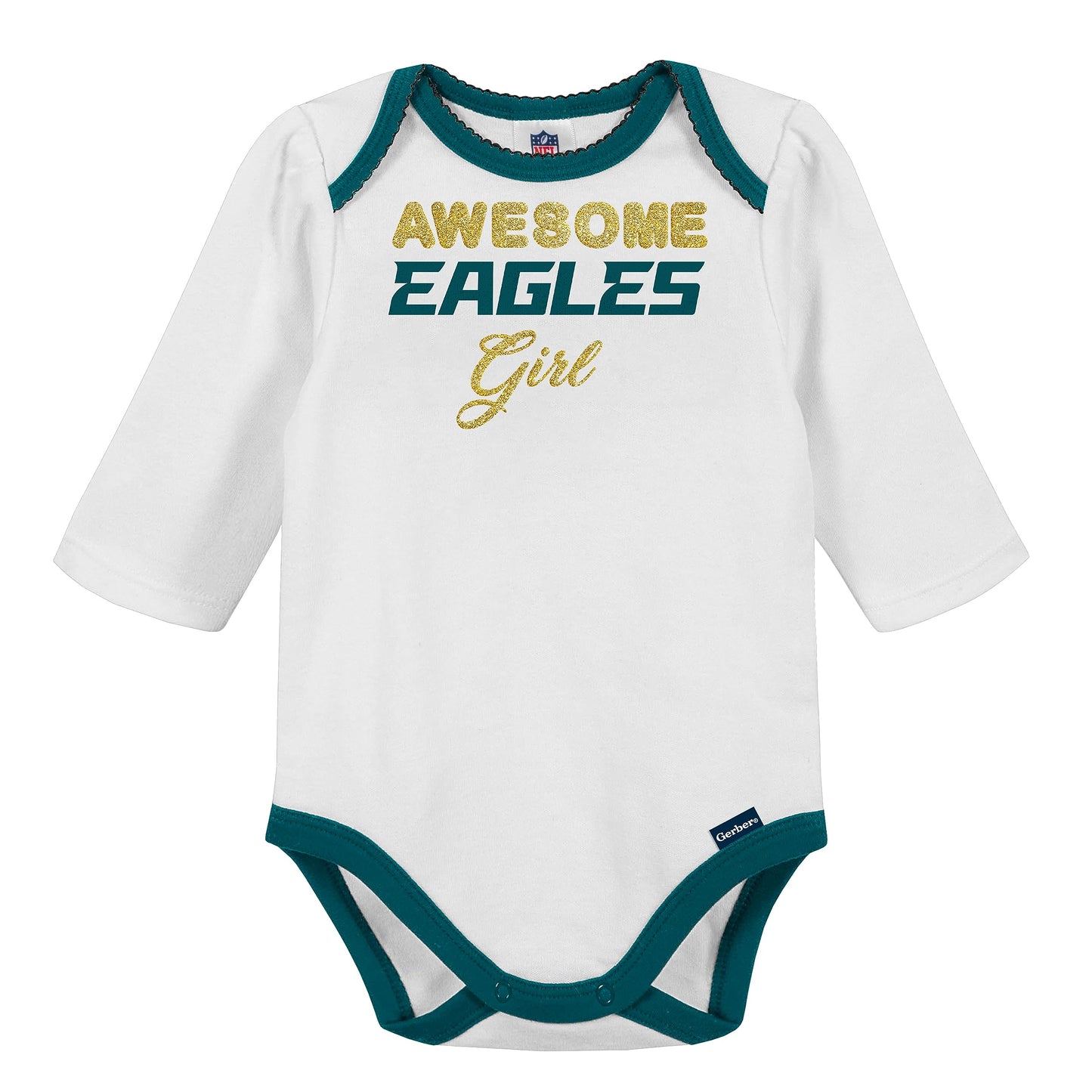 Gerber Nfl Baby Girls 3 Pack Bodysuit Registry Gift Set Footed Pant And Cap, Team Color, 3-6M Us