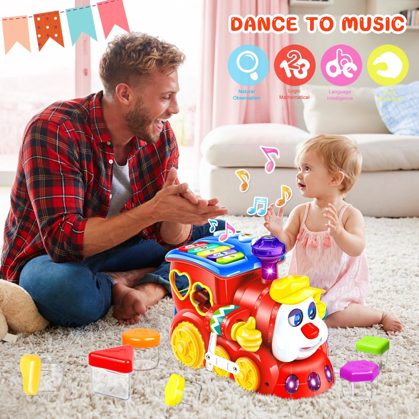 Baby Toys for 1 Year Old Boy Girl Gift Musical Train Baby Toys 6-12 12-18 Months,Early Educational Learning Montessori Kids Toys