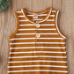 Iddolaka Newborn Summer Baby Boy Girl Romper Bodysuit Jumpsuit Playsuit One Piece Outfit Clothes (A-Brown Stripes, 18-24 Months)