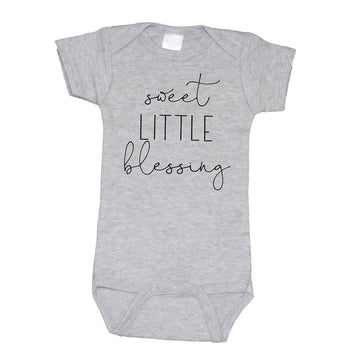 Bump And Beyond Designs Baby Girls Surprise Pregnancy Announcement For Grandparents Little Blessing Leotard Heather Grey, 0-3 Mo