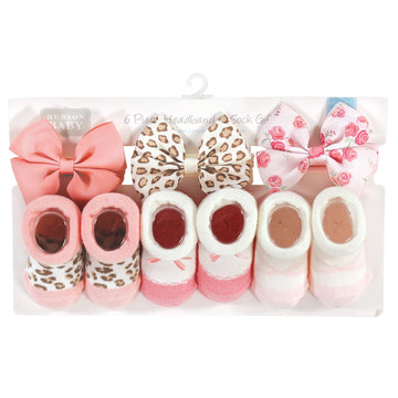 Hudson Baby Baby Girls' Headband And Socks Giftset, Blush Rose, One Size
