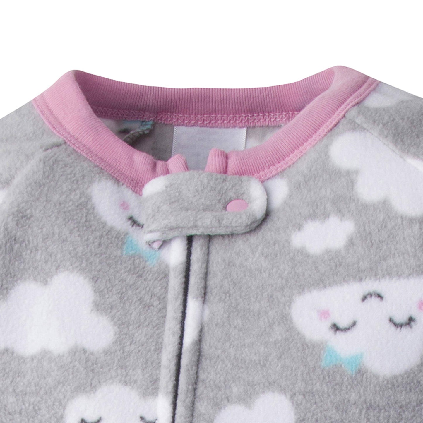 Gerber Toddler Baby Girls Flame Resistant Fleece Footed Pajamas 2-Pack, Blue/Pink Clouds, 5T