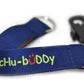 Chubuddy Embroidered Chewy Holder Set (2), 2 Embroidered Navy Tether-Bracelets & 2 Natural Straps