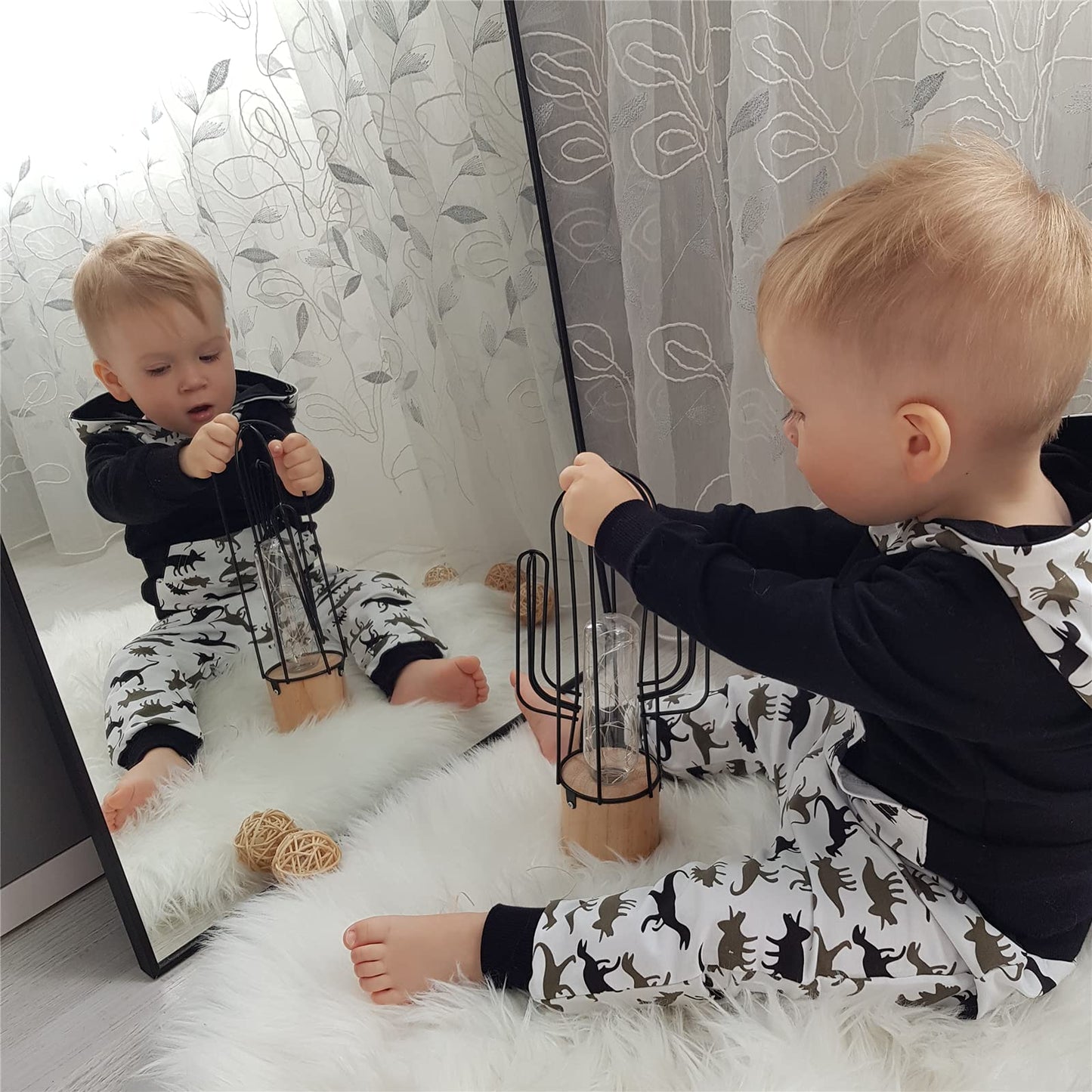 Toddler Infant Baby Boy Clothes Dinosaur Long Sleeve Hoodie Tops Sweatsuit Pants Outfit Set (12-18 Months)