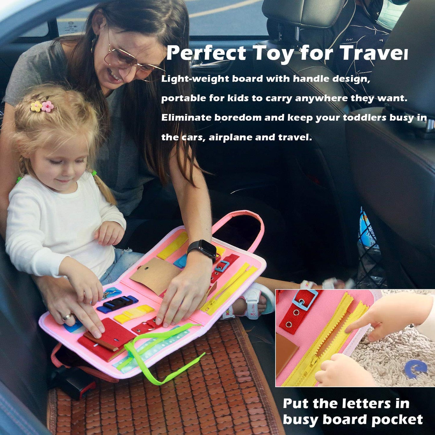 Esjay Busy Board for Toddlers, Montessori Toys to Learn Fine Motor Skill, Sensory Board, Toys Gifts Girls Boys 3+ Year Old, Todd
