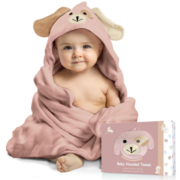 FOREVERPURE Baby Towels with Hood - Soft, Absorbent Viscose Made of Bamboo, Extra Large 35 x 35 Inches, for Newborns, Infants, B