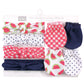 Hudson Baby Infant Girl Cotton Headband And Scratch Mitten Set Watermelon, 0-6 Months