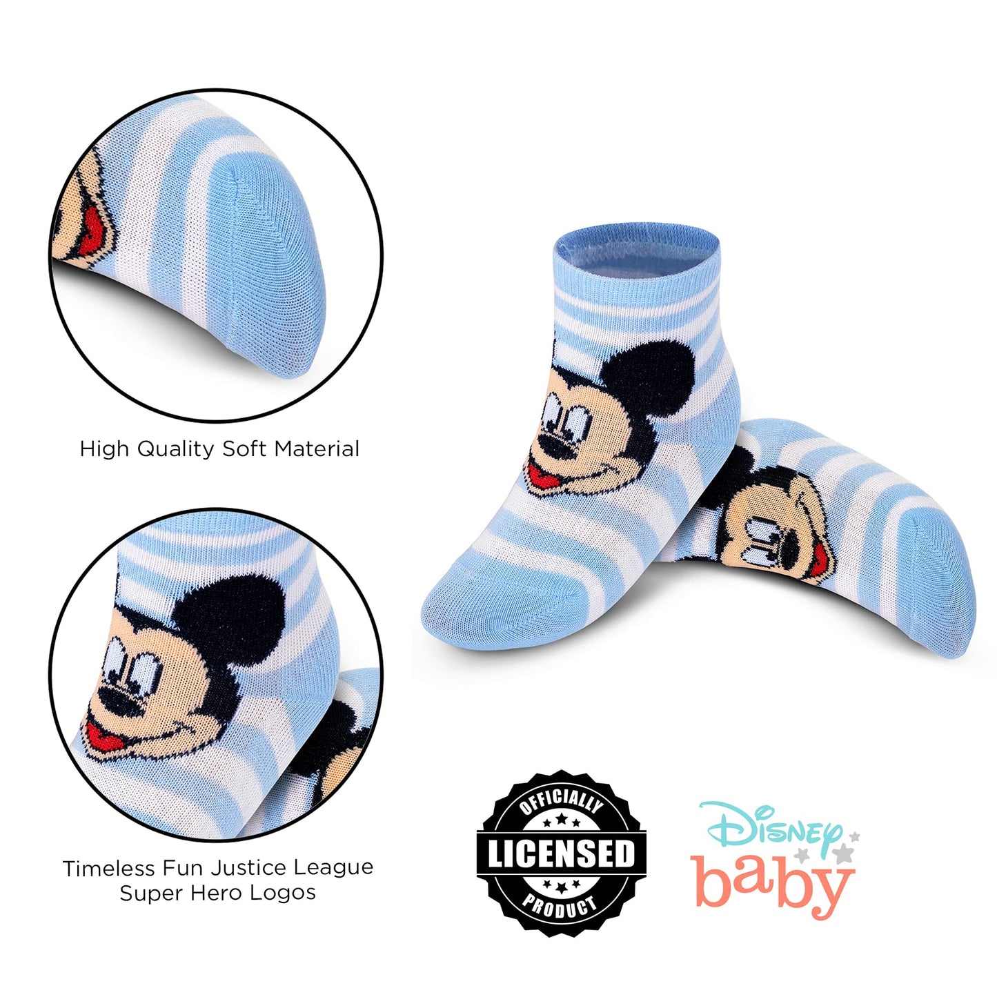 Abg Accessories Baby Girls & Boys Minnie 10-Pack Infant Sock, Mickey Mouse-Blue, 0-6 Months