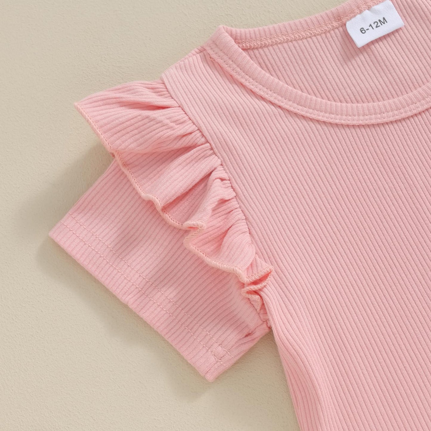 Kupretty Toddlers Baby Girls Summer Clothes Set Ruffle Ribbed Knit Short Sleeves T-Shirt Tops Shorts Comfy Outfits (A Pink, 12-1