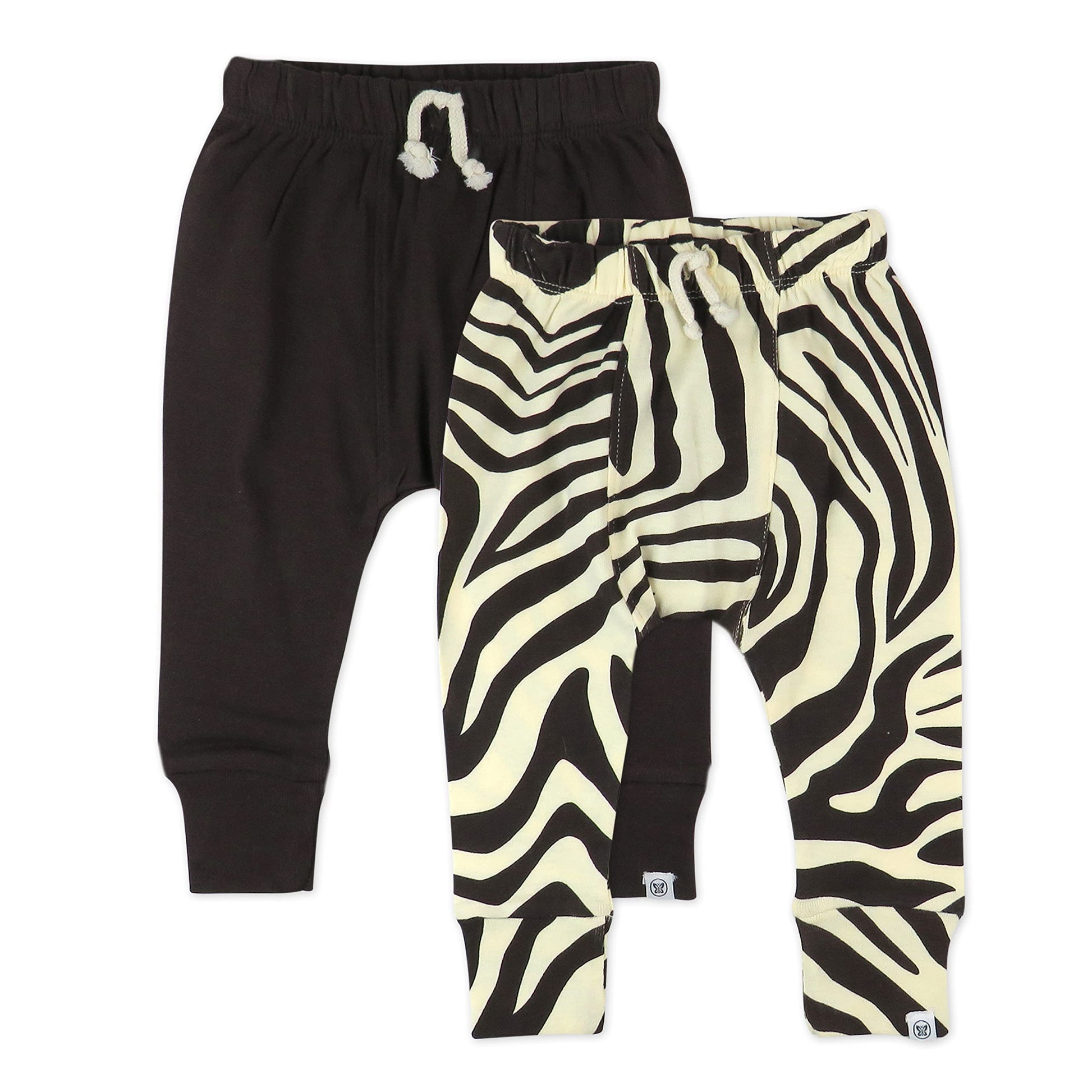 Honestbaby Baby Organic Cotton Honest Pants Multi Pack, 2-Pack Brown Zebra, 0-3 Months,Infant