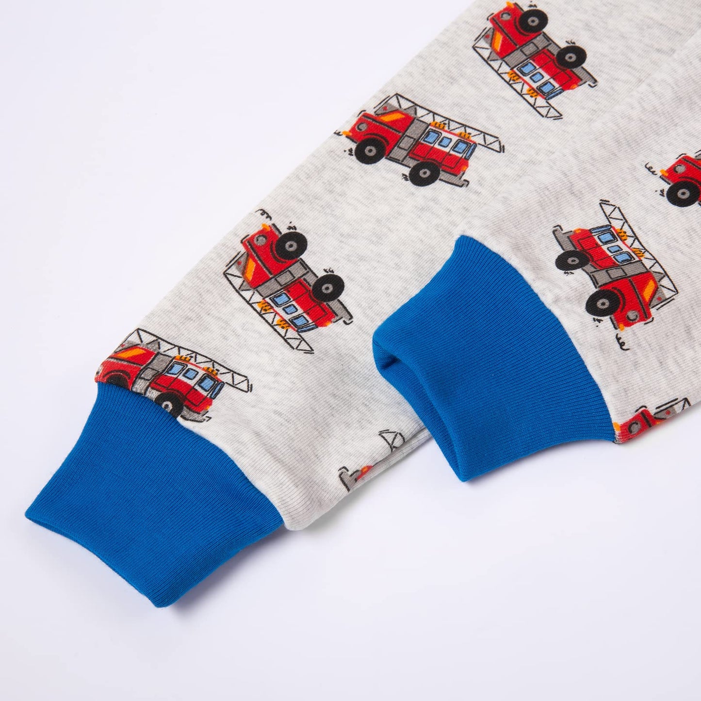 Popshion Boys Pajamas Fire Truck Long Sleeve Cotton Pj Toddler Clothes Set Winter Sleepwear 2 Piece Kids Police Car Pjs 4T