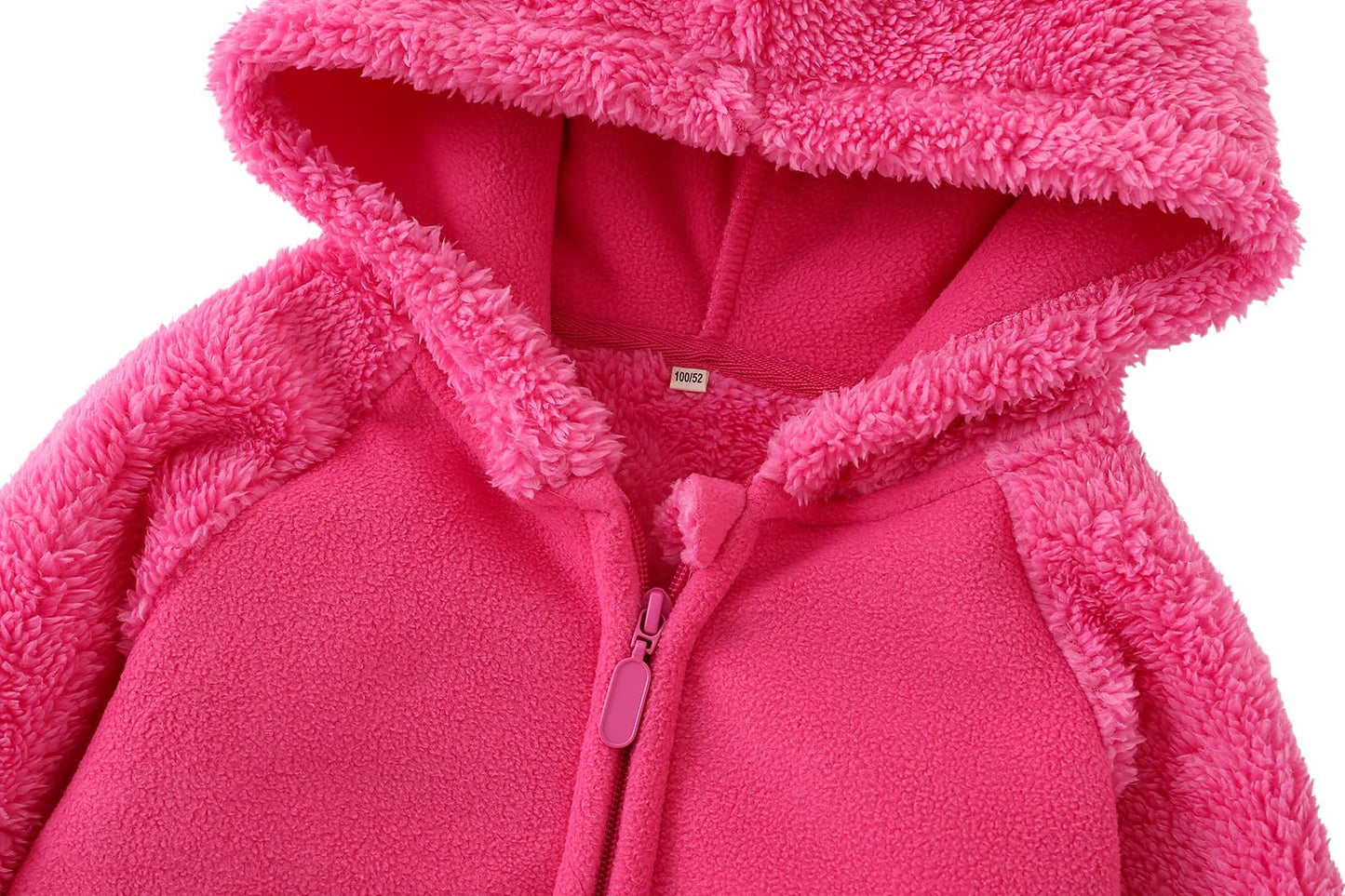 Amiyan Bear Ears Shape Fleece Warm Hoodies Clothes Toddler Zip-Up Light Jacket Sweatshirt Outwear For Baby Boys (Rose, 2-3T)