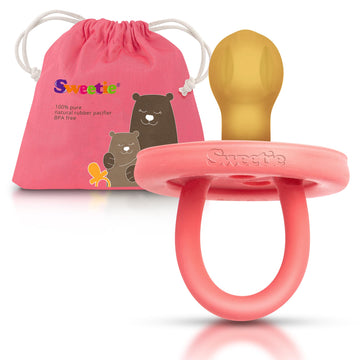 Sweetie Rubber Pacifier Natural Rubber Pacifier Rounded Pink (Pink, 0-6 Month)