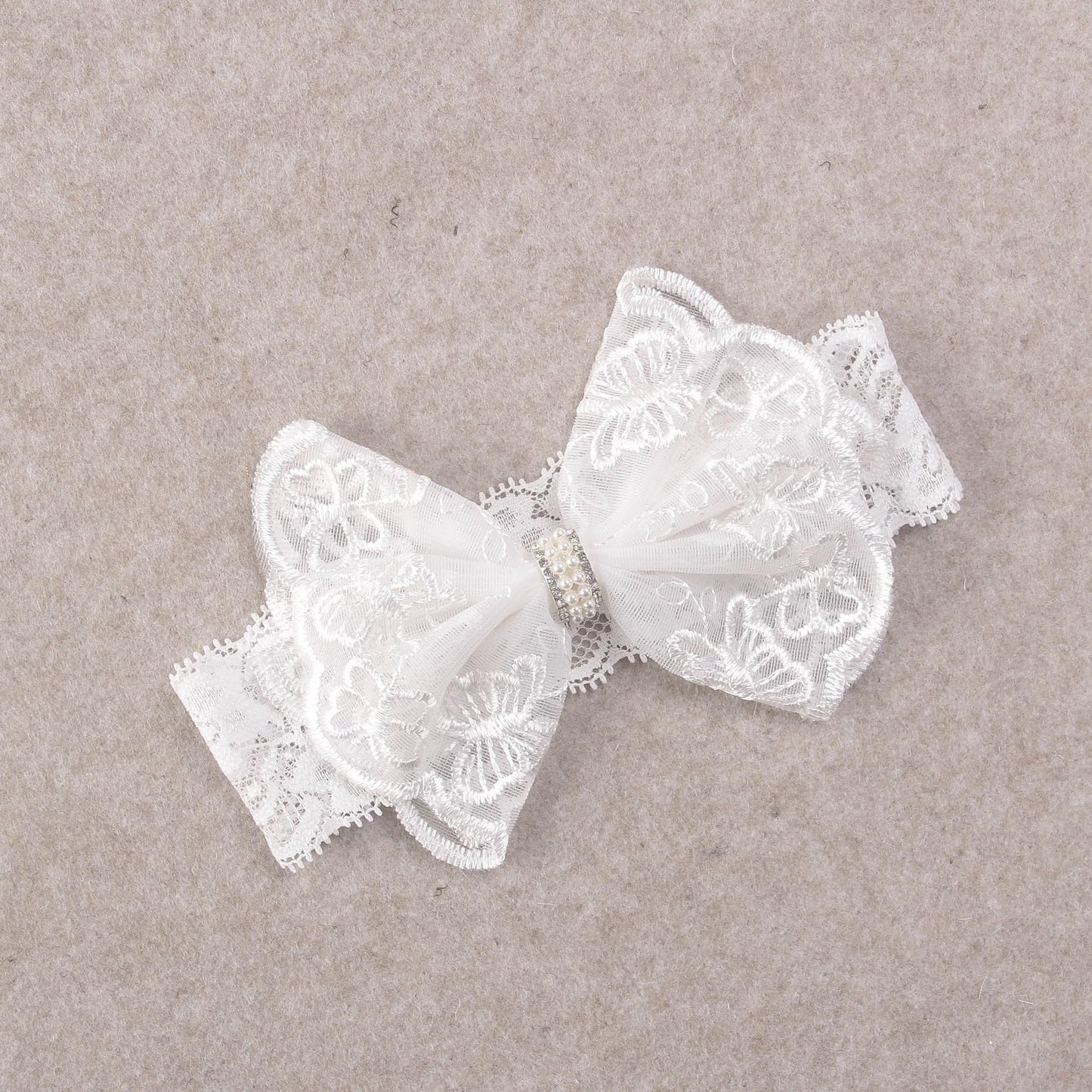 Nishine 2 Pack Baptism White Newborn Bowknot Headbands Baby Christening Hair Bows Headwrap Toddler Hairband (Circle Button)