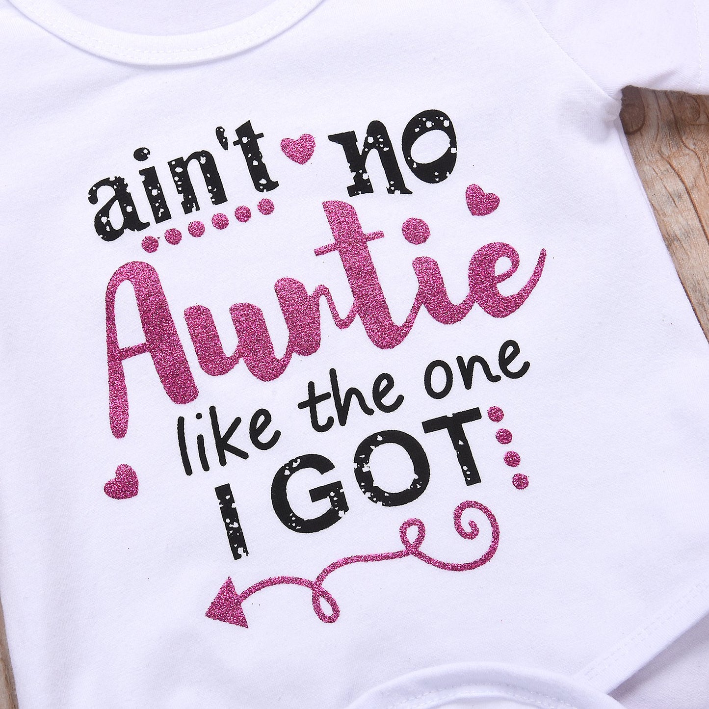 3Pcs/Set Newborn Baby Girls Outfit Auntie Bodysuit Romper With Headband+Donuts Long Pants Clothes Set (Pink, 0-6M)