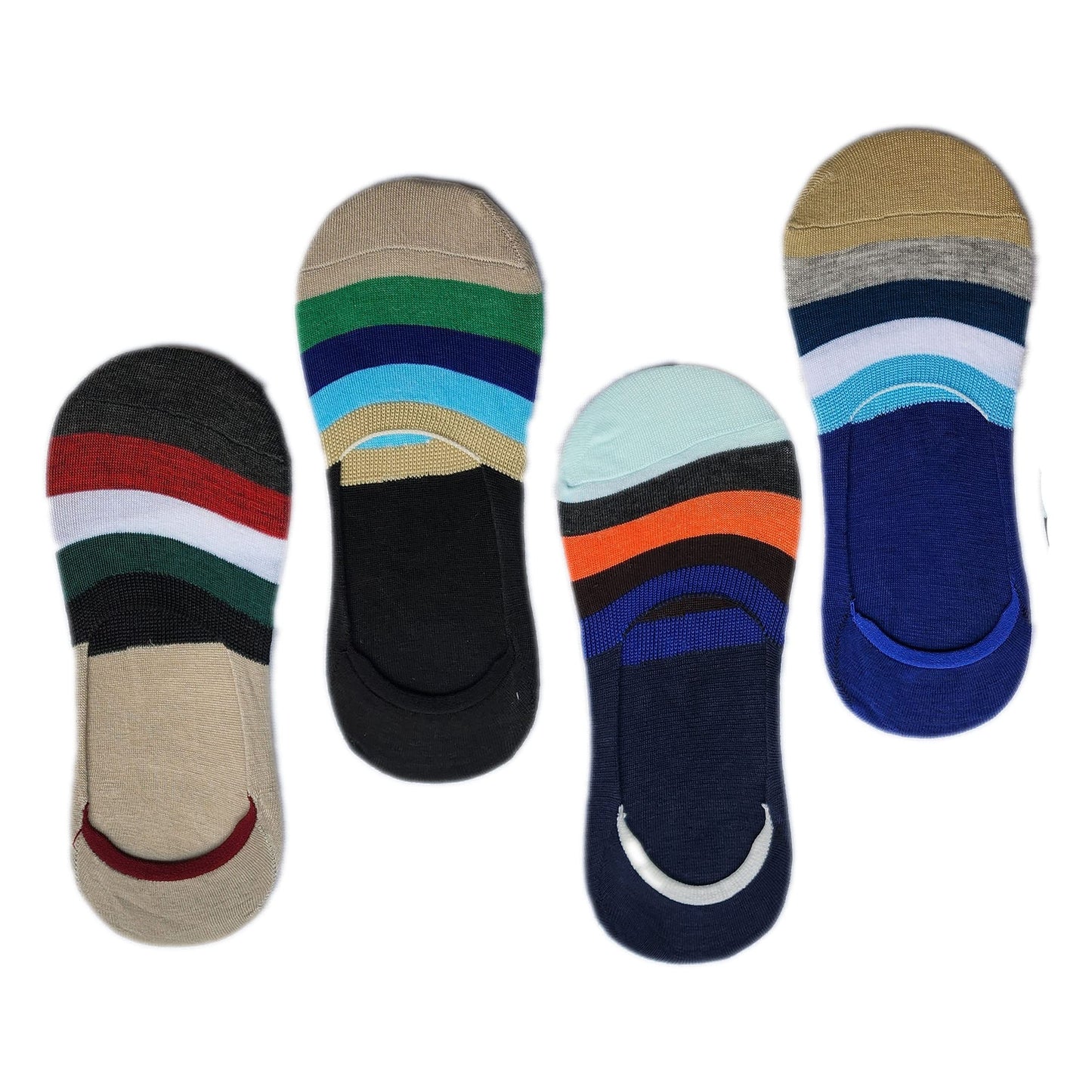 Queery Men Cotton No Show Invisible Loafer Socks Pack Of 4 D9