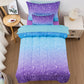 Jqinhome Toddler Comforter For Girls,5 Piece Bed In A Bag 3D Unicorn Sparkle Theme Bedding Set With 2 Pillowcases,1 Flat Sheet,1