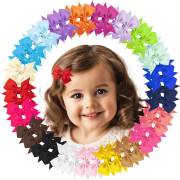 Baby Hair Clips, 42Pcs 2' Fully Lined Hair Bows For Girls, Toddler Hair Accessories For Girls, Alligator Hair Clips For Girls T