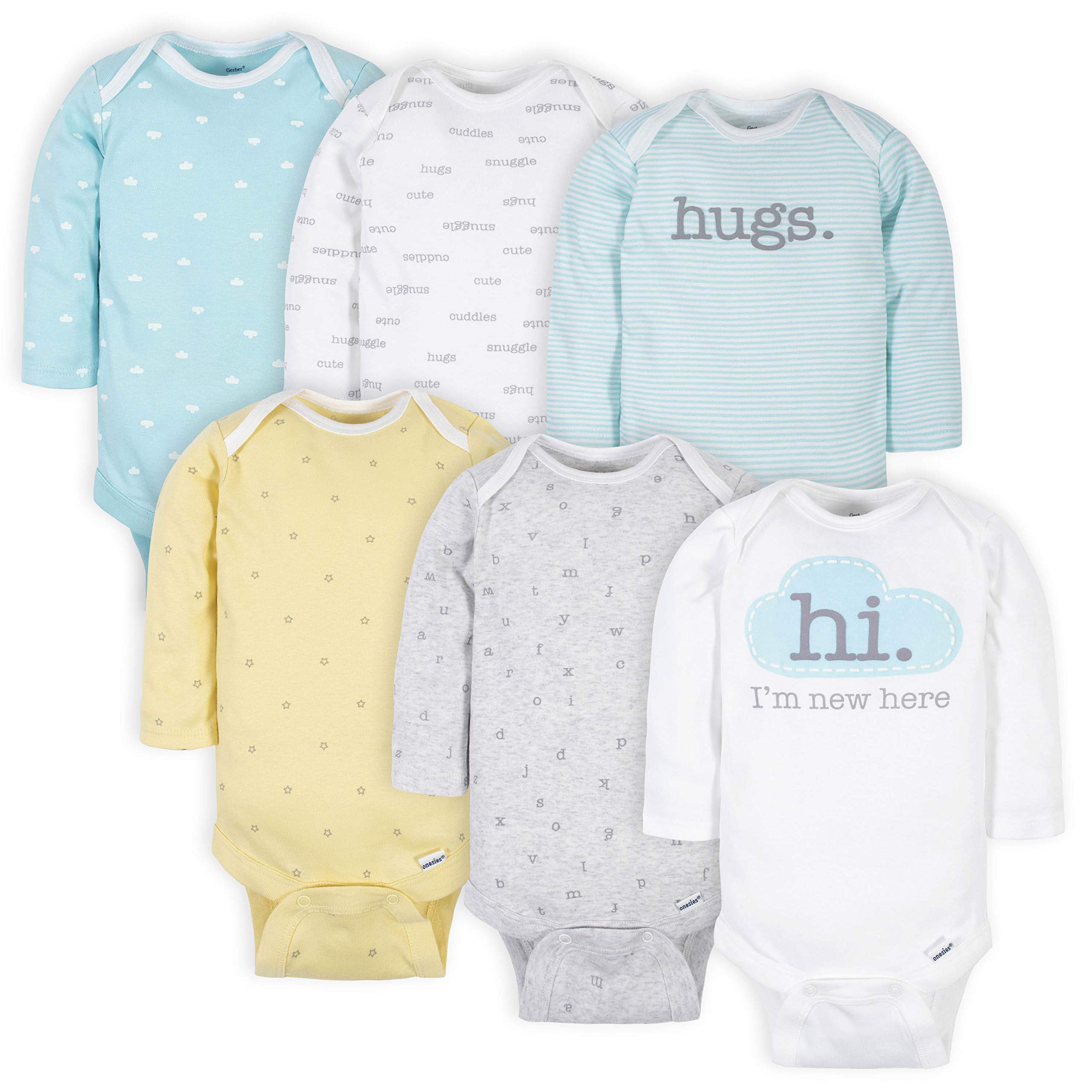 Gerber Baby 6 Pack Long-Sleeve Onesies Bodysuit, Words Grey, Newborn – Cutebabyb WBBAPB08CQYNHGK