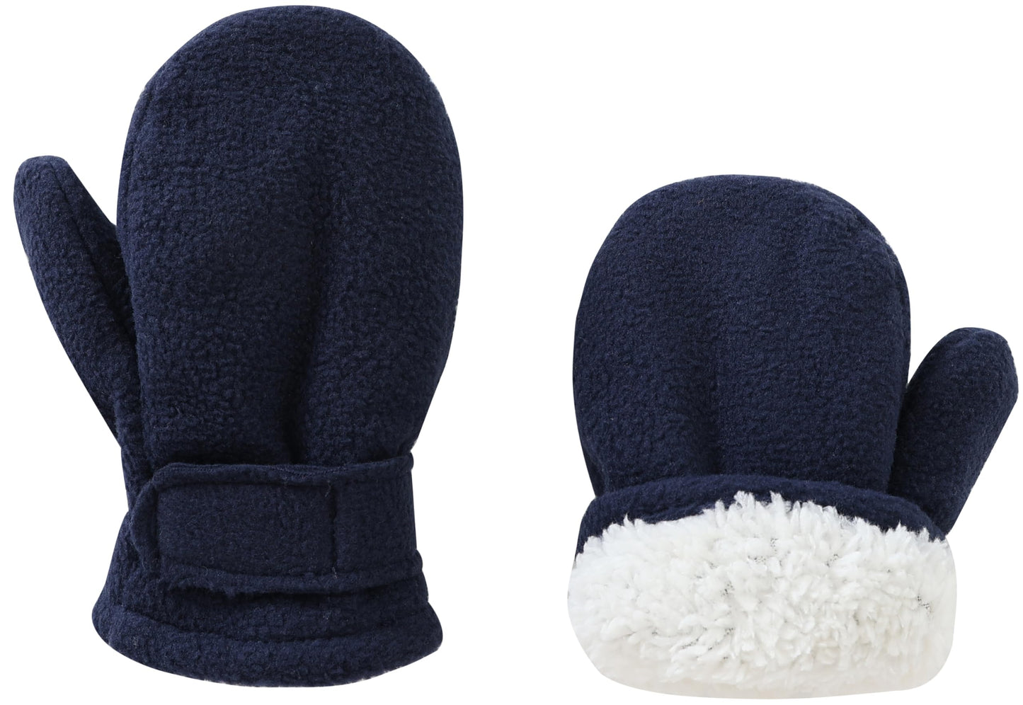 Baby Toddler Mittens Boys Girls Winter Outdoor Gloves Kids Easy-On Fleece Warm Mittens Navy 1 Pair L(2-4 Years)