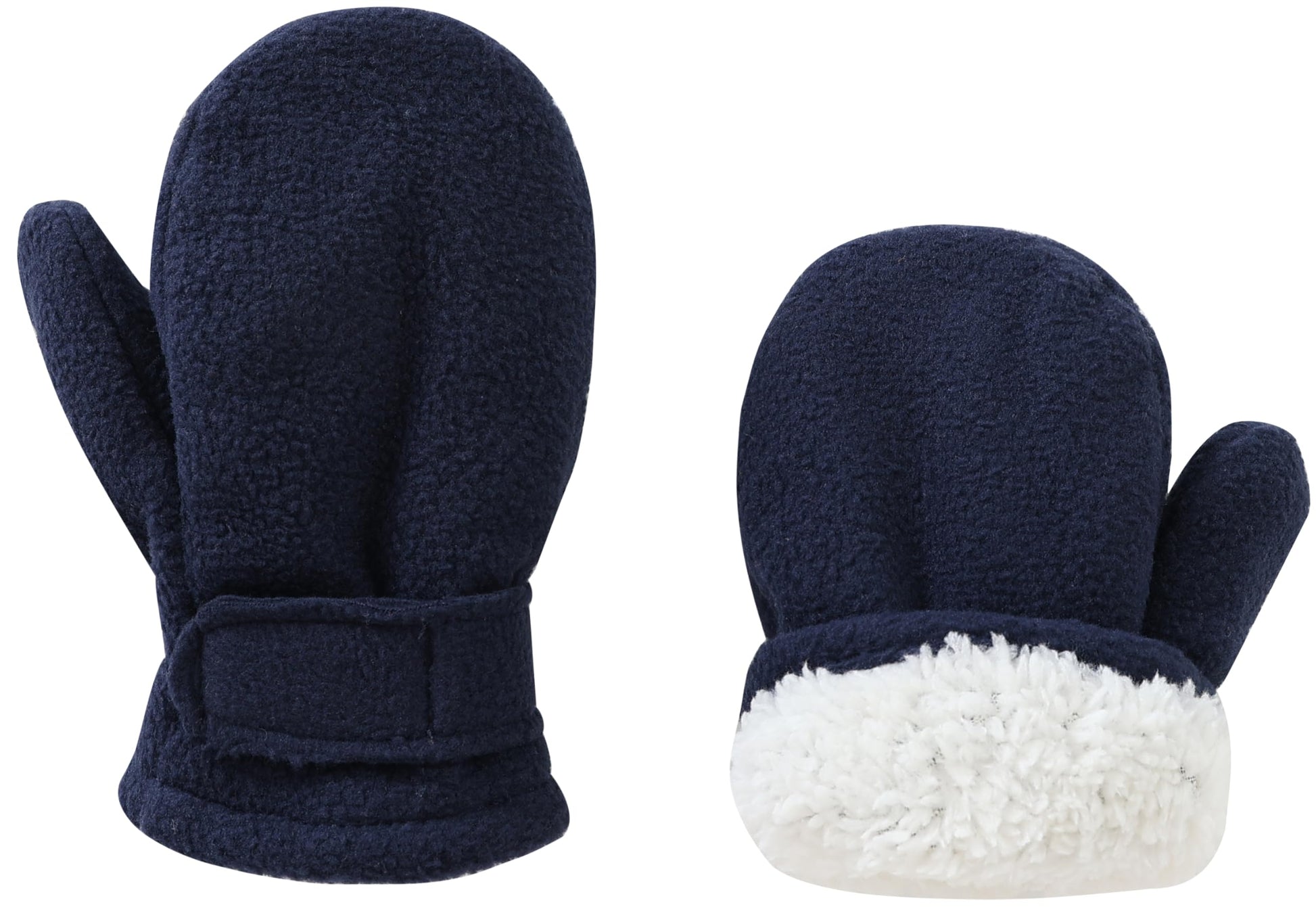 Baby Toddler Mittens Boys Girls Winter Outdoor Gloves Kids Easy-On Fleece Warm Mittens Navy 1 Pair L(2-4 Years)