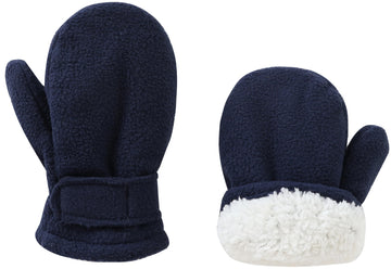 Baby Toddler Mittens Boys Girls Winter Outdoor Gloves Kids Easy-On Fleece Warm Mittens Navy 1 Pair L(2-4 Years)