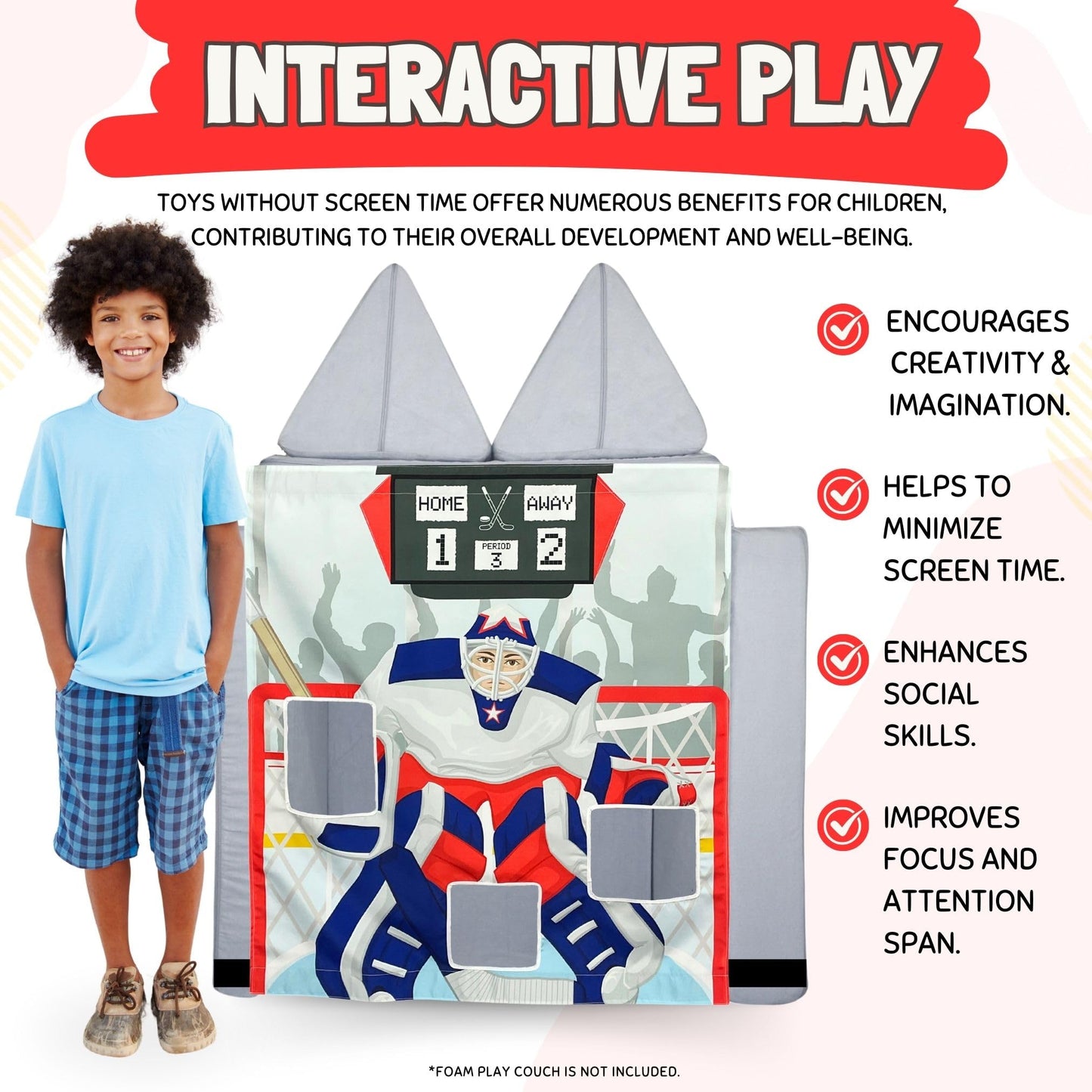 Couch Swag Play Panel for Childrens Foam Sofa Kids Couch (Hockey)