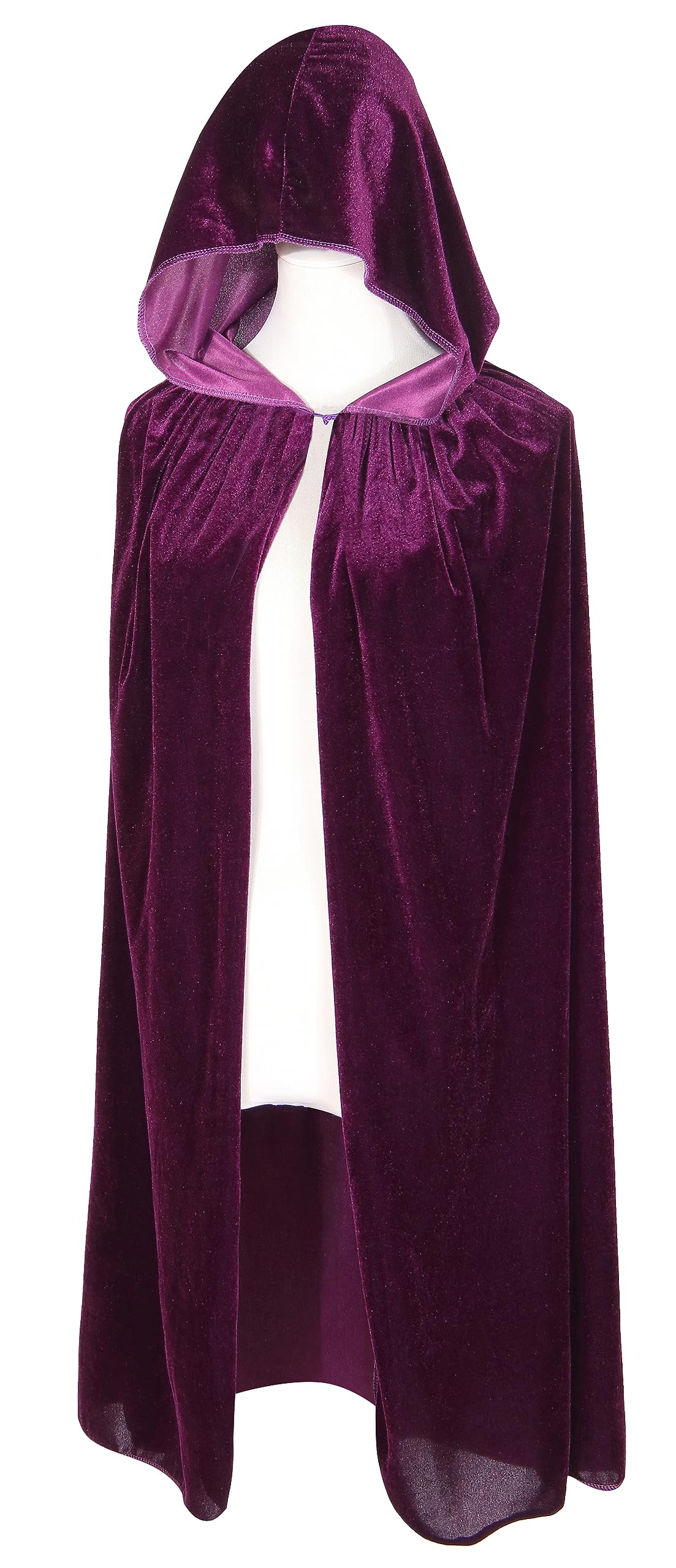 Bigxian Kids Hooded Velvet Cloak Halloween Christmas Cosplay Fancy Cape Dark Purple