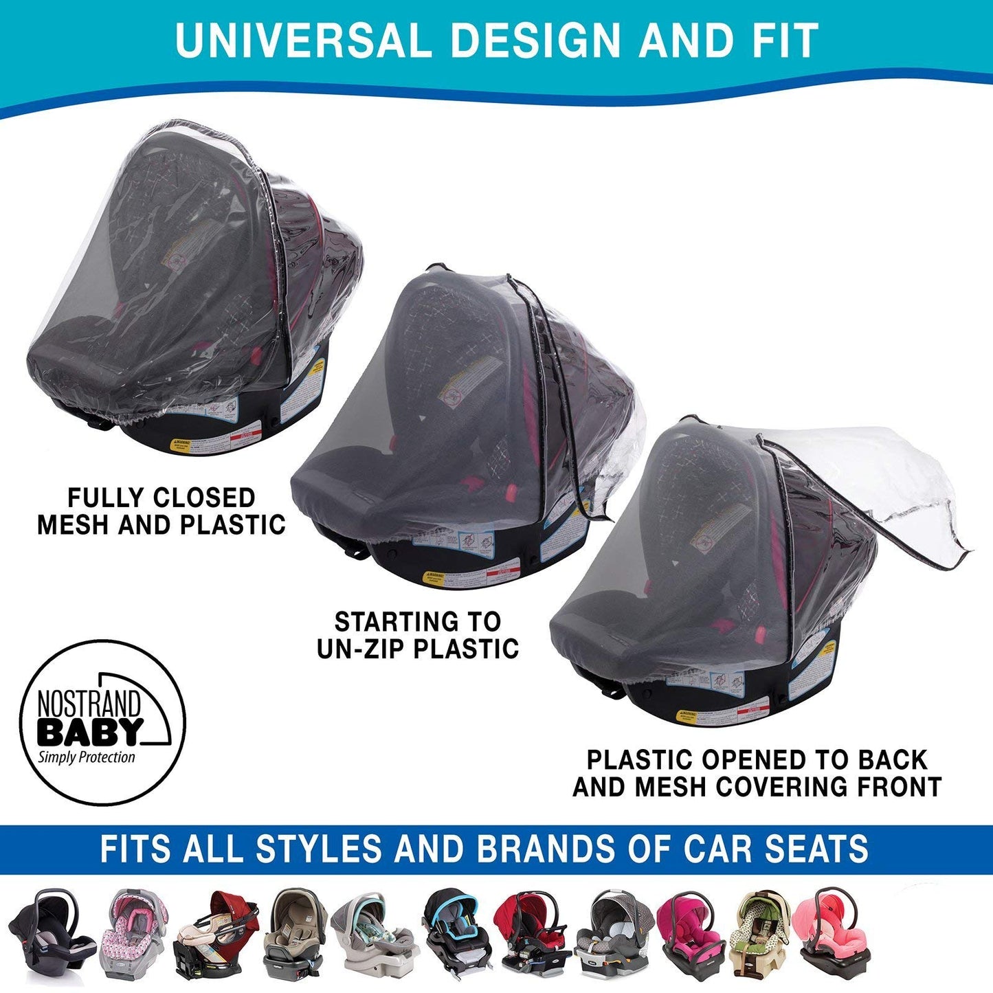 Baby Child Car Seat Rain Cover For Doona Car Seat Protects Insect Screen, Waterproof, Travel