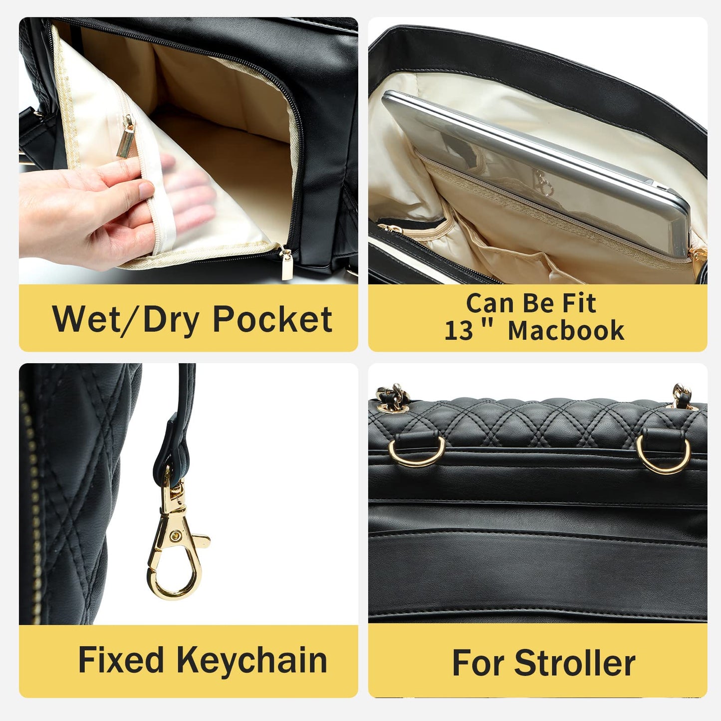 Miss Fong Diaper Bag Backpack Baby Diaper Bag For Baby Boy And Girls, Leather Baby Bag With 13 Diaper Bag Organizing Pouches,Cha