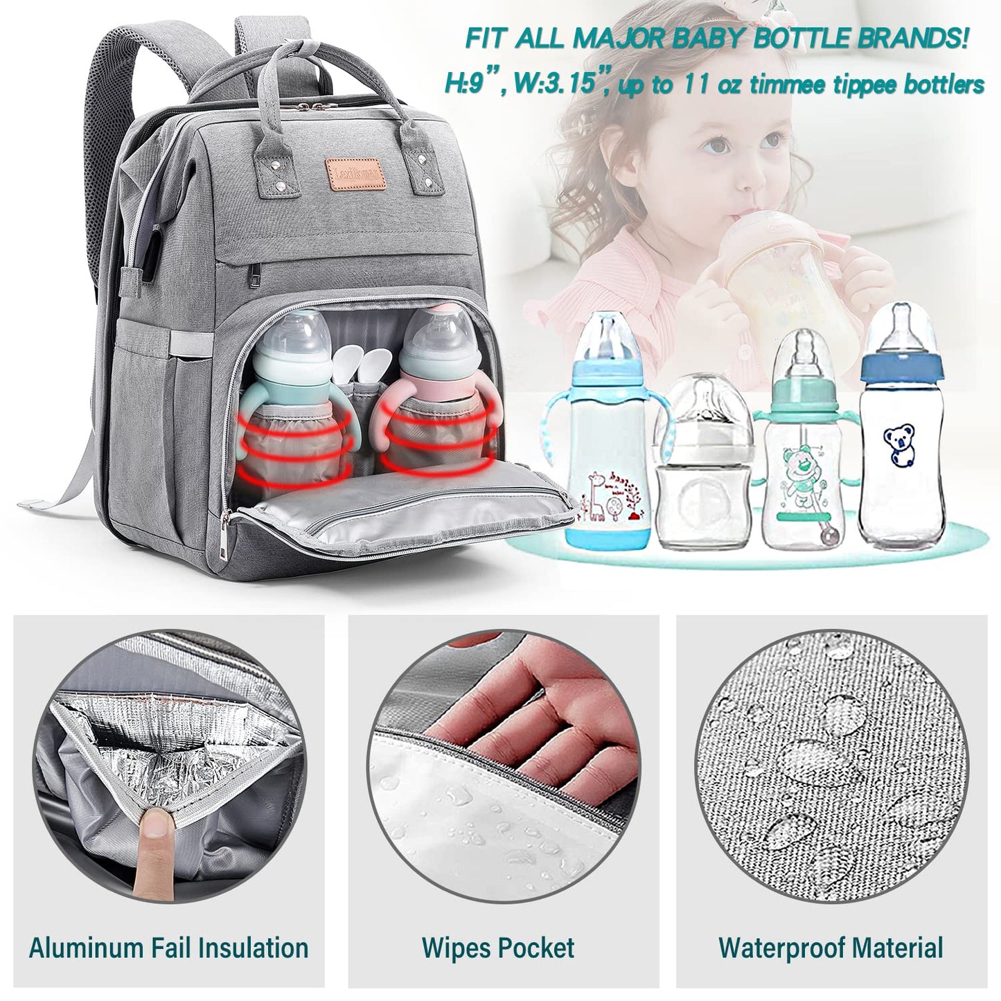 Lexiroman Diaper Bag Backpack Large Capacity Diaper Bag With Changing Pad For Boy Girl Travel For Moms Dads Baby Registry Search