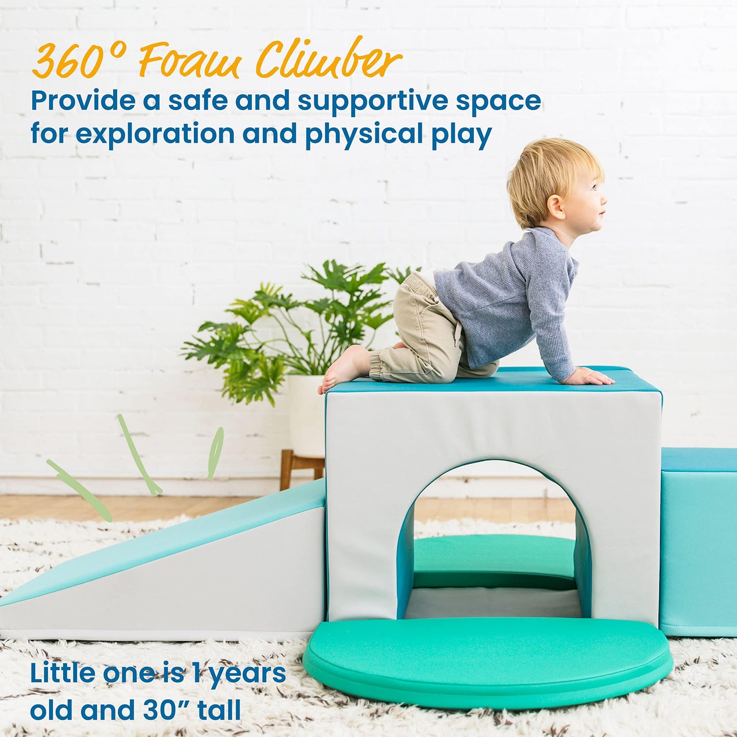 Ecr4Kids Softzone Single Tunnel Maze, Toddler Playset, Contemporary, 6-Piece