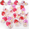 Jerify 48 Pcs 2 Inch Mini Valentine Rubber Duckies with Gift Cards Valentines Day Heart Rubber Ducks Bath Toys for Classroom Ex