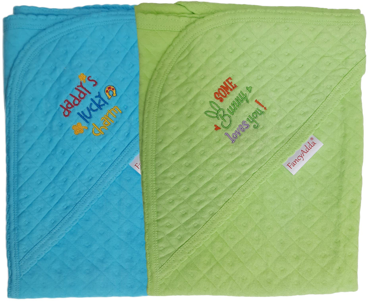 FancyAdda Branded Baby Hooded Towels (Pack of 2, 100% Soft Cotton) (Pink || Orange)