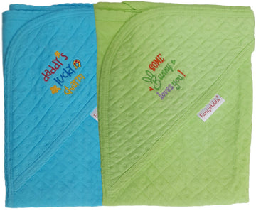 FancyAdda Branded Baby Hooded Towels (Pack of 2, 100% Soft Cotton) (Pink || Orange)