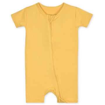 Gerber Unisex Baby Buttery-Soft Short Sleeve With Viscose Made Eucalyptus Romper, Honey, 18 Months Us