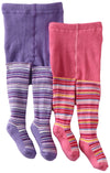 Country Kids Baby Girls' Lollipop Stripe 2 Pair Tights, Candy/Lavender, 12 24 Months