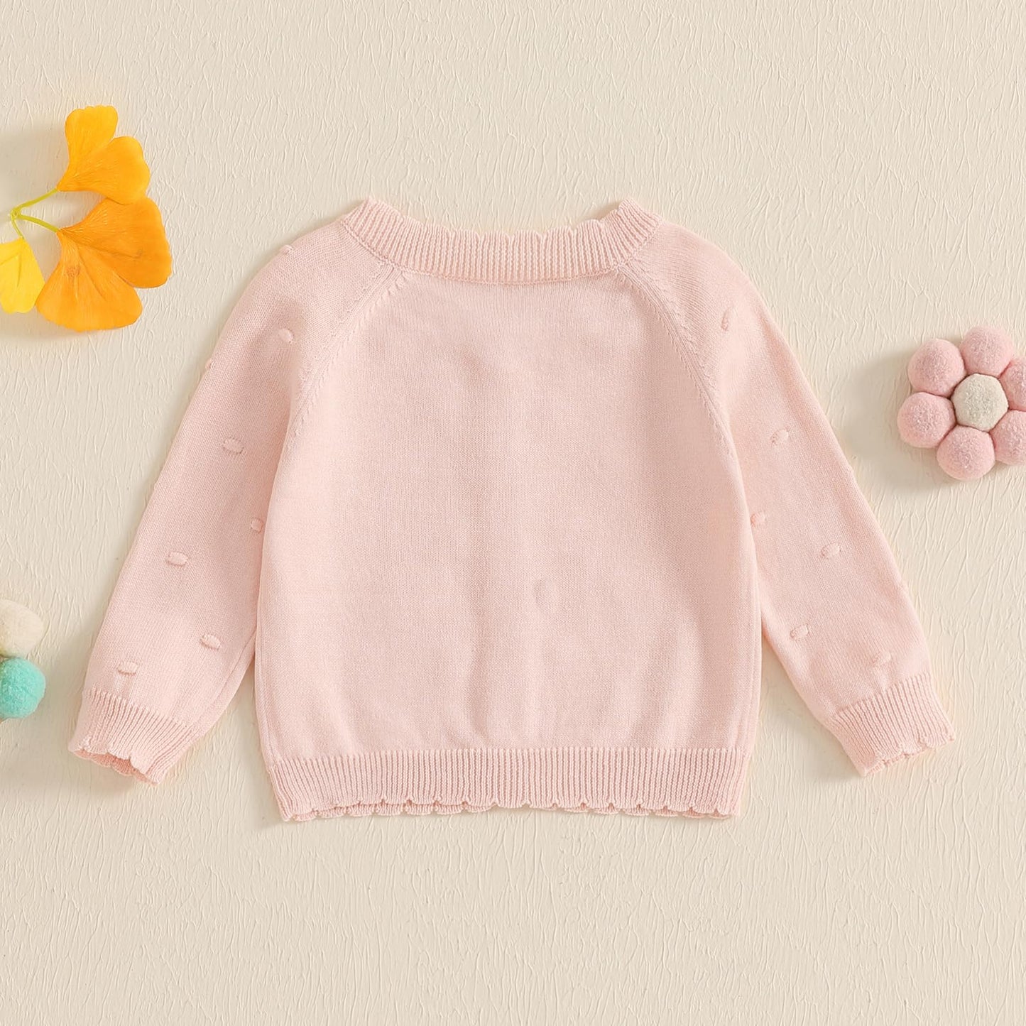Infant Baby Girl Cardigan Sweater Long Sleeve Button Up Knit Sweatshirt Jacket Toddler Baby Girl Fall Outfits (Pink, 1-2 Years)