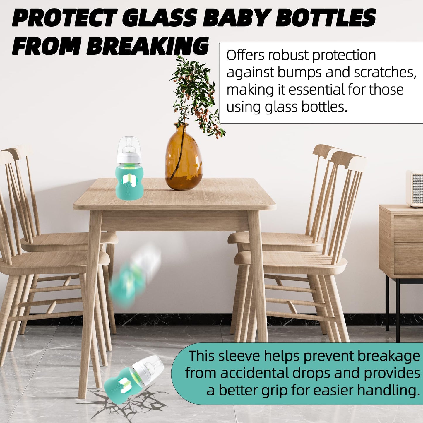 Luqibabe (2-Pack, 5 Oz) Silicone Baby Bottle Sleeves Compatible With Dr. Brown'S Natural Glass Baby Bottles Dishwasher-Safe Anti