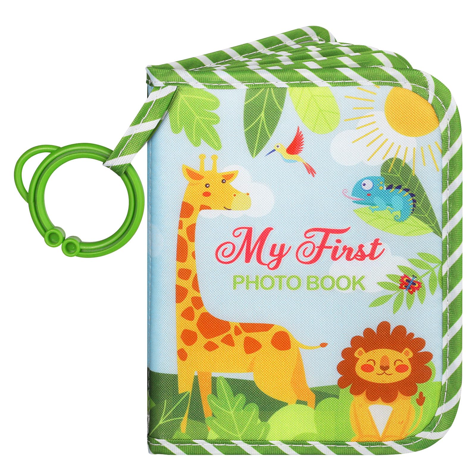 Lanpn Baby Photo Album Holds 17 4X6 Pictures, My First Soft Cloth Family Photo Book With Name Card Name Tag Stickers, Fabric Kid