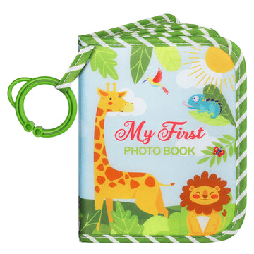 Lanpn Baby Photo Album Holds 17 4X6 Pictures, My First Soft Cloth Family Photo Book With Name Card Name Tag Stickers, Fabric Kid