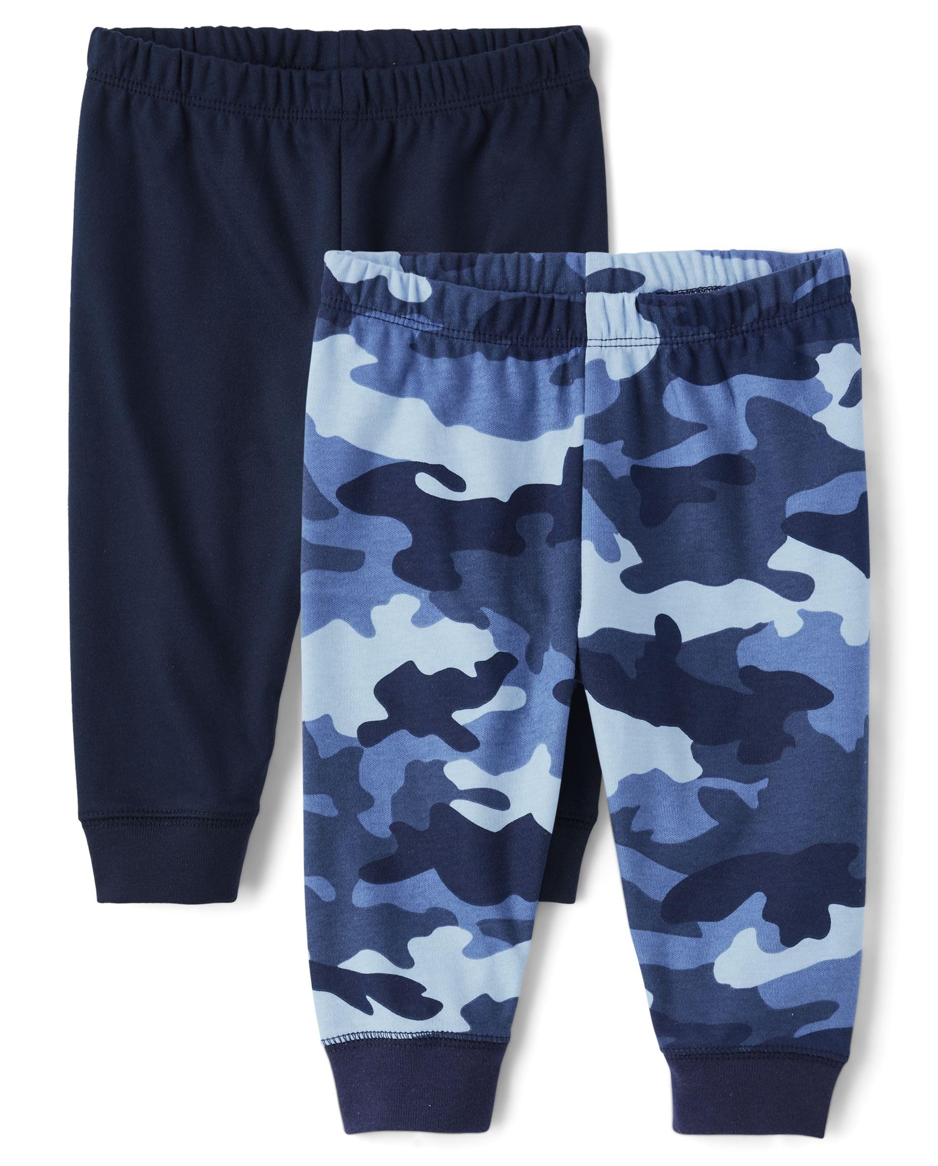 The Children'S Place,Baby Boys,And Newborn Jogger Bottoms,Black/Camo 2-Pack,3 Months,6 Months