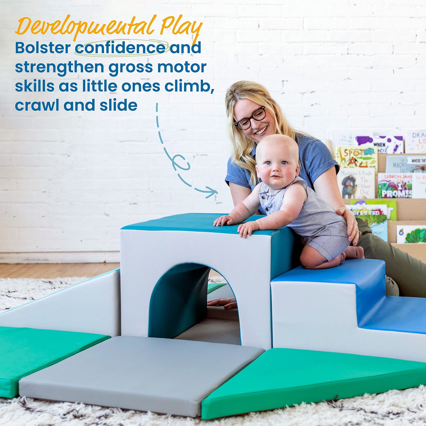Ecr4Kids Softzone Lincoln Tunnel Climber, Toddler Playset, Contemporary, 9-Piece