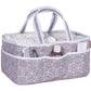 Dove Gray Chevron Storage Caddy - Chevron Print Body, Handles And Lining, Gray And White Trim, Gray And White, Two Handles, 12 I